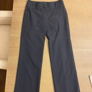 Ann Taylor work trousers. Dark blue pin stripe. Button accents. Size 00P